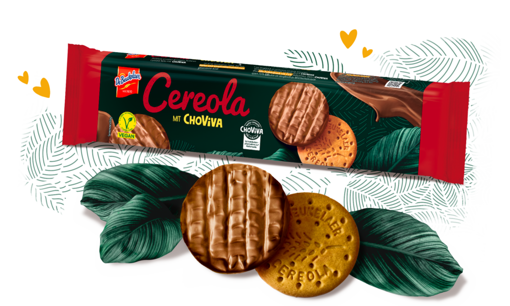 Cereola Kekse mit ChoViva verpackt und offen präsentiert